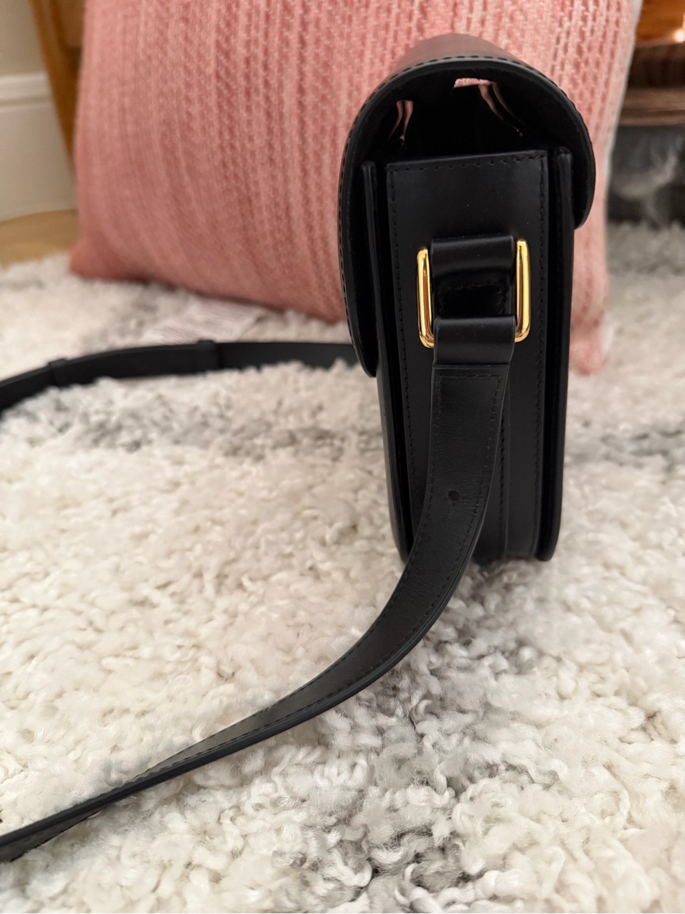 A.P.C. Black Leather Crossbody with Gold Lock - Picture 6 of 7